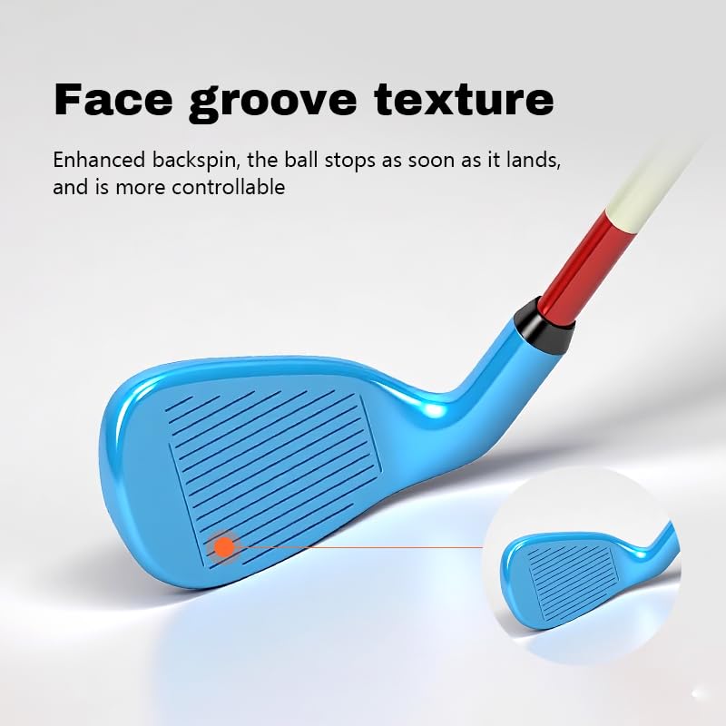 KONDAY Kids Golf Clubs Set Children Golf Set Yard Sports Tools Three Clubs with Carry Bag and Soft Balls (Blue) - Image 3